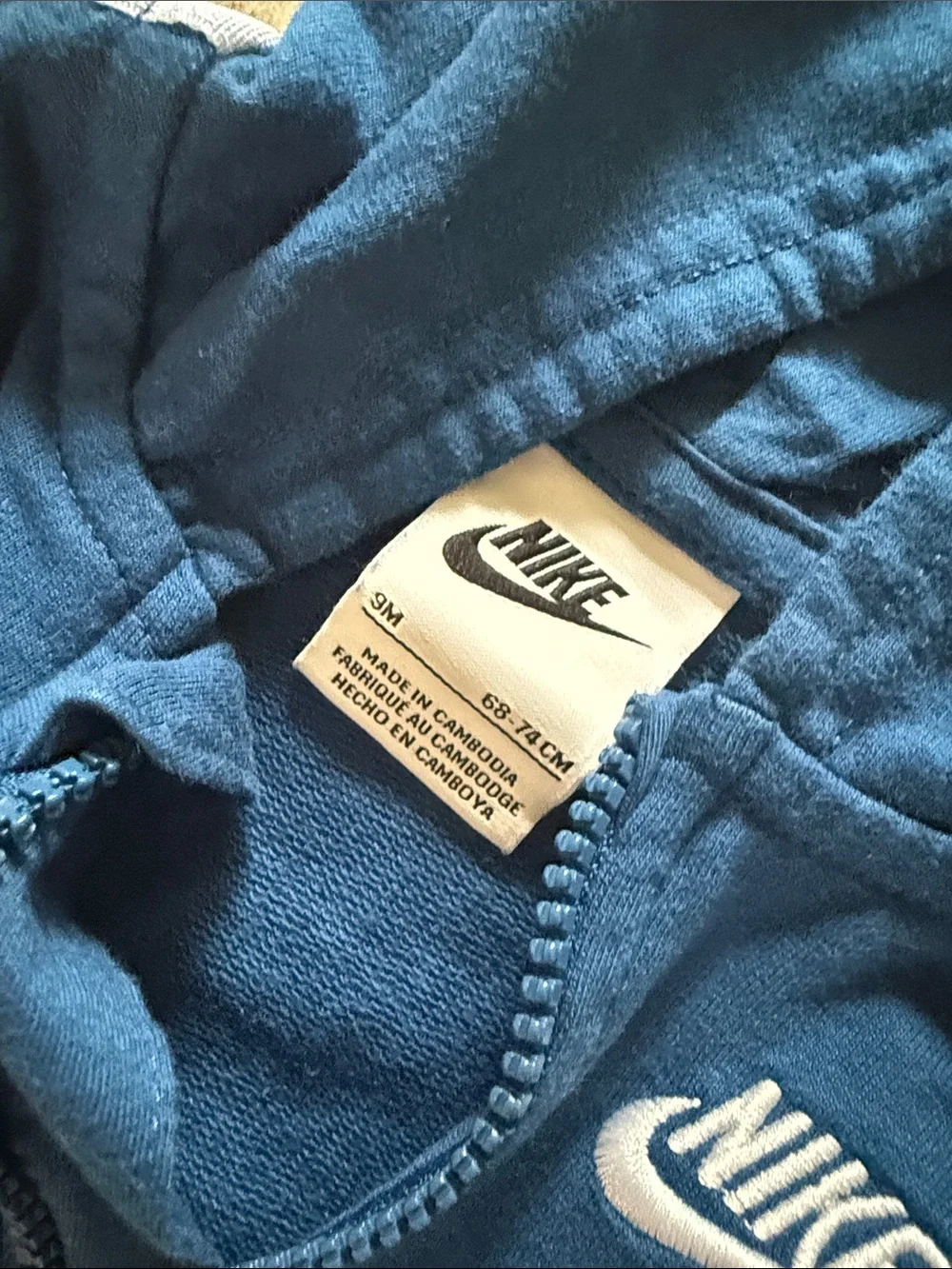 Bundle Nike Baby Hooded Zip Rompers in Blue and Black 9M